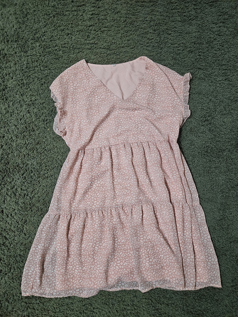 Womens Pink Tiered V-Neck Dress